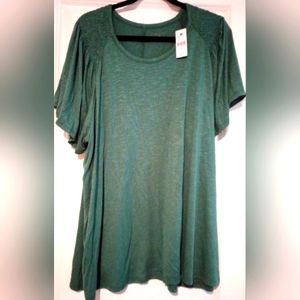 Lane Bryant Swing Flutter Sleeve Tee - Antique Green